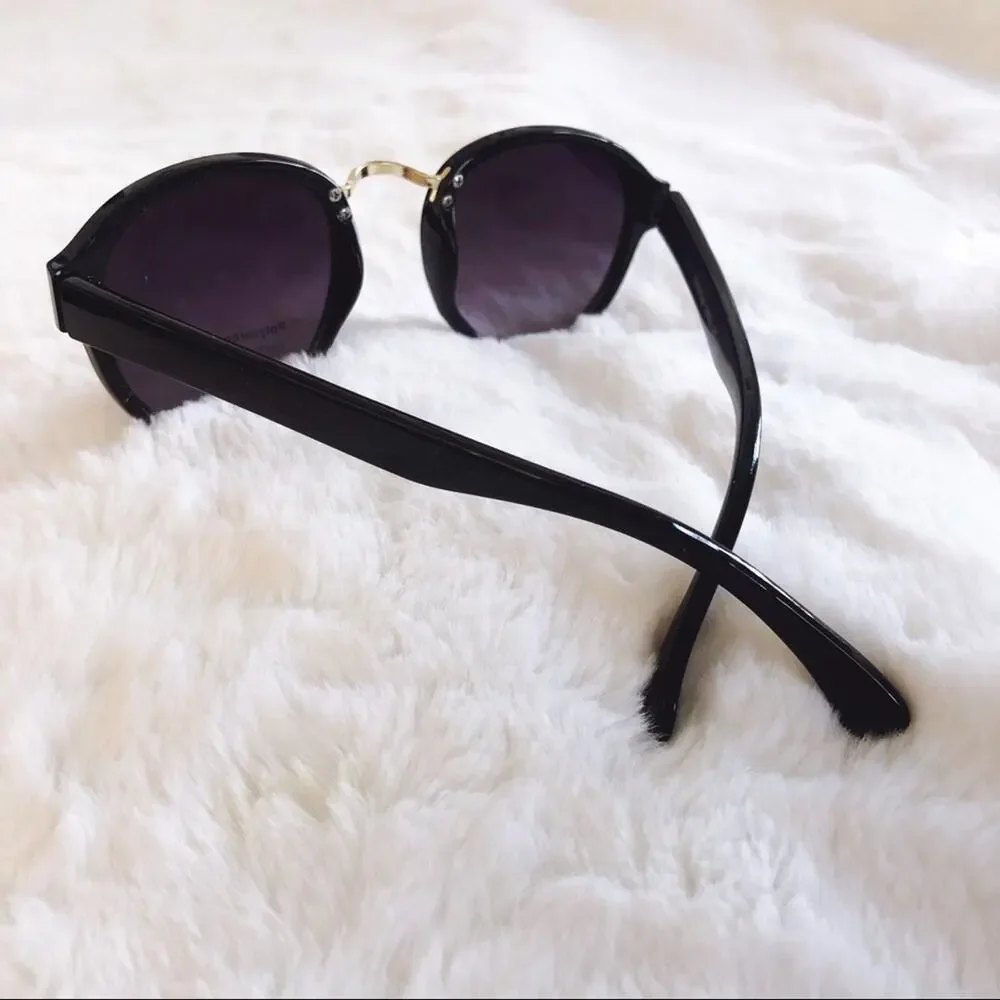 Mya Black & Gold Round Fashion Sunglasses